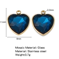 Blauer Herzanhänger aus 18K vergoldetem Edelstahl, 11x9mm Schmuckzubehör für DIY - Dunkelblau (HP0186G15)