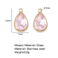 Light pink faceted glass teardrop pendant with 18K gold-plated stainless steel frame - Pink (HP0183G14)