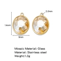 18K gold plated stainless steel round faceted glass pendant with dimensions 14x9mm - 14x9mm / Champagne (HP0182G13)