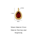 18K gold plated stainless steel teardrop pendant with zircon stone, size 11mm by 6mm - Dark Red Zirconia July Birthstone Style (HP0205G07)