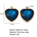 Dunkelblauer Herz-Glasanhänger mit 18K vergoldetem Edelstahlrahmen für DIY-Schmuck - Dunkelblau (HP0186G06)