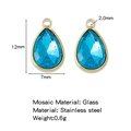 Blue glass teardrop charm with 18K gold-plated stainless steel frame and 12mm length - Light Blue (HP0183G15)