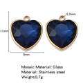 Klassischer blauer Glas-Herzanhänger mit 18K vergoldetem Edelstahlrahmen für DIY - Dunkelblau (HP0186G16)