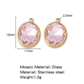 Pink oval faceted glass charm in 18K gold plated stainless steel frame for DIY jewelry - Pink (HP0182G04)