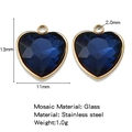 Klassische 13mm blaue Herz-Glasanhänger mit 18K vergoldeten Edelstahlrahmen für DIY - Dunkelblau (HP0186G07)