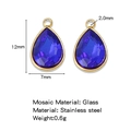 Dark blue teardrop glass pendant in gold-plated stainless steel for jewelry making - Dark Blue (HP0183G16)