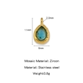 Hammered gold stainless steel teardrop pendant with light blue zircon birthstone - Sea Blue Zirconia November Birthstone Style (HP0205G11)