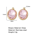 Pink glass round pendant with 18K gold plated stainless steel frame for DIY jewelry - Pink (HP0182G15)