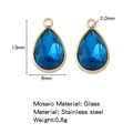 Dark blue teardrop glass pendant with 18K gold-plated stainless steel frame 13x8mm - Royal Blue (HP0183G07)