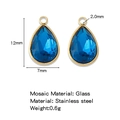Blue faceted glass teardrop pendant with 18K gold plated stainless steel frame - Royal Blue (HP0183G17)