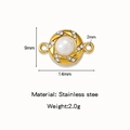 Golden stainless steel magnetic clover clasp with white pearl for DIY jewelry - Gold (Magnetic) / Pearl Swirl Style (HP0194G01)