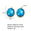 Blue faceted glass charms with gold-plated stainless steel frame for DIY jewelry making - Lake Blue (HP0182G16)