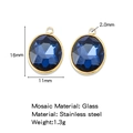 Blue faceted glass pendant in 18K gold plated stainless steel for DIY jewelry making - Dark Blue (HP0182G06)