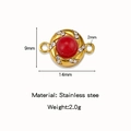 Golden stainless steel magnetic clasp with red stone and pavé stones for DIY jewelry - Gold (Magnetic) / Red Gemstone Disk (HP0194G03)