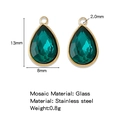 Green teardrop glass pendant in 18k gold plated stainless steel frame 13x8mm - Green (HP0183G09)