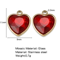 Roter Herzanhänger aus facettiertem Glas mit vergoldetem Edelstahlrahmen 11x9mm - Roter Stil (HP0186G19)