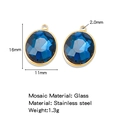 Oval blue faceted glass pendant with 18K gold plated stainless steel frame and loop - Royal Blue (HP0182G07)