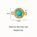 Golden stainless steel magnetic connector with turquoise stone and sparkling crystals - Gold (Magnetic) / Blue-Green Gemstone Disk (HP0194G04)