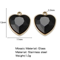 Klassischer 13mm schwarzer Herz-Glasanhänger mit 18K vergoldeter Edelstahl-Basis - Schwarzer Stil (HP0186G10)