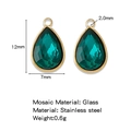Green faceted glass teardrop pendant with gold stainless steel base for DIY jewelry - Green (HP0183G19)