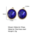 Deep blue faceted glass charm in a 18K gold plated stainless steel circular frame - Navy Blue (HP0182G08)
