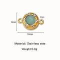 Magnetischer Kleeblatt-Verschluss aus Edelstahl mit grünem Stein und Strasssteinen - Hellgrüner Edelstein-Stil (HP0194G06)