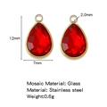 18K gold plated stainless steel teardrop pendant with red faceted glass 12x7mm - Red (HP0183G20)