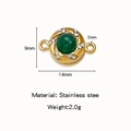 Goldener Magnetverschluss aus Edelstahl mit grünem Edelstein und Strass für Schmuck - Grüner Edelstein-Scheibe (HP0194G07)