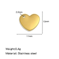 Polished golden heart pendant in stainless steel for DIY jewelry making 10x11mm - Medium / Gold