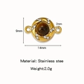 Magnetverschluss aus Edelstahl in Gold mit Tigerauge für DIY-Armbänder und Halsketten - Tigerauge Edelstein-Stil (HP0194G08)