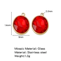 Red faceted glass charms with 18K gold-plated stainless steel edges in 14x9mm size - Red (HP0182G20)