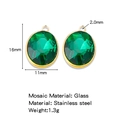 18K gold plated stainless steel oval pendant featuring faceted green glass stone - Green (HP0182G10)