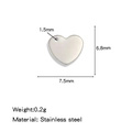 Polished silver heart stainless steel pendant 7.5x6.8mm for DIY jewelry making - Small / Silver
