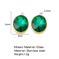 Green oval faceted glass pendant with 18K gold plated stainless steel frame 14x9mm - Green (HP0182G21)