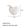 Silver stainless steel heart charm for DIY jewelry, 11x10mm size with 2.0mm hole - Medium / Silver