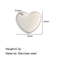 Polished silver stainless steel heart pendant 15x14mm for DIY jewelry making - Large / Silver