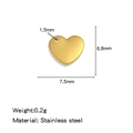 Matte gold stainless steel heart pendant for DIY jewelry, size 7.5x6.8mm, 1.5mm hole - Small / Gold
