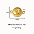 Goldener Edelstahl Magnetverschluss in Kleeblattform für DIY-Schmuckherstellung 9mm - 3D Vierblättrige Blume (HP0194G12)