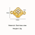 Goldener Kleeblatt-Verschluss aus Edelstahl mit Kristallen für DIY-Schmuck, 14x9mm - Kleeblatt-Stil (HP0194G14)