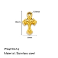 Mini pendentif croix en acier inoxydable plaqué or 18k avec détails de dimensions - Style Croix Classique Dorée (HP0204G02)