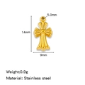 Pendentif croix minimaliste en acier inoxydable plaqué or 18k style vintage - Style Texture Vintage Dorée (HP0204G03)