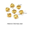 Golden heart-shaped stainless steel charms for DIY jewelry making 7.2mm x 6.4mm size - Gold Smooth Heart Style (HP0215G03)