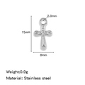 Petit pendentif croix en acier inoxydable poli de 15mm en argent avec dimensions - Style Croix Large Argentée (HP0204S05)