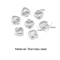 Set of seven silver heart-shaped stainless steel pendants for DIY necklace making - Silver Smooth Heart Style (HP0215S03)