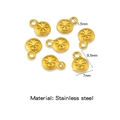 Golden stainless steel round pendant with sunburst texture for DIY jewelry making - Gold Eight-pointed Star Style (HP0215G04)