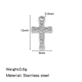 Mini pendentif croix en acier inoxydable avec relief floral et plaquage or 18k - Style Floral Vintage Argenté (HP0204S07)