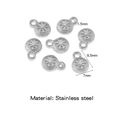 Polished silver stainless steel round heart charm pendants for DIY jewelry making - Silver Eight-pointed Star Style (HP0215S04)