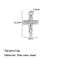 Pendentif croix en acier inoxydable argenté avec texture vigne et dimensions 15,5x9mm - Style Vigne Épine Argenté (HP0204S08)