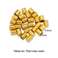 Golden stainless steel cylinder cord end caps measuring 6.5mm by 5mm for DIY jewelry - Vacuum Plated Single Piece (HP0211) / Gold (Inner 5.0mm)
