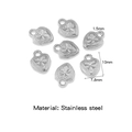 Polished silver stainless steel heart charm pendants with beaded edge for DIY jewelry - Silver Starburst Heart Style (HP0215S05)